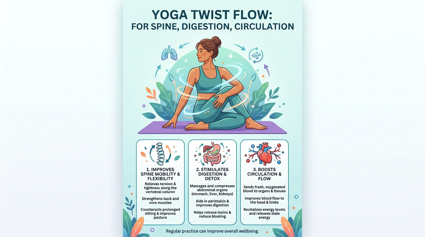 Benefits of twisting poses for spine, digestion, and circulation