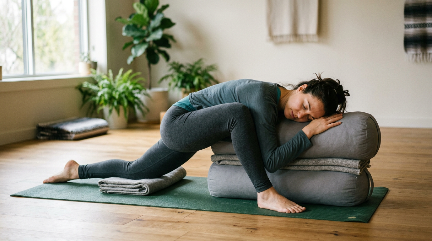 Yin yoga principles: long holds, passive release, and targeting fascia and connective tissue